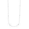 Sterling Silver Mini Bead and CZ Bezel Station Long Necklace