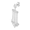 Sterling Silver Diamond-Shaped CZ Chandelier Dangle Earrings