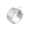 Sterling Silver Ribbed Thick Circle Hoop Earrings