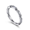 14K White Gold Channel Set Baguette and Round Diamond Anniversary Band