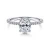 14K White Gold Hidden Halo Oval Diamond Engagement Ring