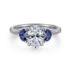 14K White Gold Round Diamond and Sapphire Engagement Ring