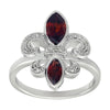 Diamond, Ruby Gemstone Fleur De Lis Ring