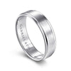 14K White Gold 6mm - Beveled Edge Men's Wedding Band in Satin Finish