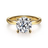 14K Yellow Gold Round Solitaire Diamond Engagement Ring