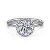 14K White Gold Round Hidden Halo Diamond Engagement Ring