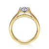 14K Yellow Gold Wide Band Round Diamond Engagement Ring