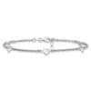 Sterling Silver Rhodium-plated Polished Heart 5-Station 9 inch with 1 inch extender - Total 10 inch Anklet