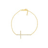 Plated Sterling Silver Long CZ Cross Bracelet
