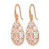 Sterling Silver Rose Gold-toned Polished Textured Earrings
