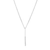 Sterling Silver Half-CZ Vertical Bar Adjustable Necklace