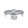 14K White Gold Hidden Halo Oval  Diamond Engagement Ring