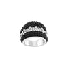 Blk And Wht Stripe Crystal Dome Ring