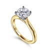 14K White-Yellow Gold Round Solitaire Diamond Engagement Ring