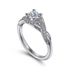 Vintage Inspired 14K White Gold Round Halo Diamond Engagement Ring