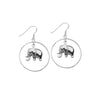 Plated Sterling Silver Elephant Drop Hoop Earrings