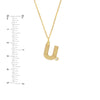 Block Lined Initial 'U' with Diamond Necklace