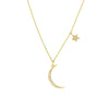 Diamond Moon with Star Dangle Necklace