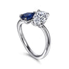 14K White Gold Toi et Moi Oval Sapphire and Diamond Engagement Ring