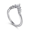 14K White Gold Curved Pear Shape and Round Diamond Anniversary Band