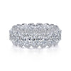 14K White Gold Oval Diamond Halo Eternity Band