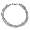 Sterling Silver RH-plated Seven Strand Beaded Bracelet