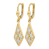 14K with Rhodium D/C Leverback Earrings