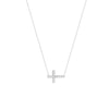 Sideways Mini CZ Cross Adjustable Necklace