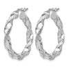 Sterling Silver RH-plated Polished Twisted Hinged Hoop Earrings