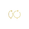 Diamond Bezel Dangle Hoop Post Earrings