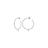 Diamond Bezel Dangle Hoop Post Earrings