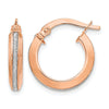 14K Rose Gold Polished Glimmer Infused Hoop Earrings