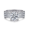 14K White Gold Round Wide Band Engagement Ring
