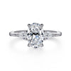 14K White Gold Oval Three Stone Diamond Engagement Ring