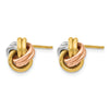 14K with White Rhodium and Rose Gold Plating Polished Love Knot Post Earrings