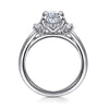 14K White Gold Oval Three Stone Diamond Engagement Ring