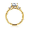 14K Yellow Gold Emerald Cut Three Stone Diamond Engagement Ring