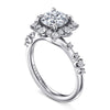14K White Gold Fancy Halo Round Diamond Engagement Ring