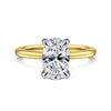 14K White-Yellow Gold Oval Solitaire Diamond Engagement Ring