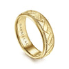 14K Yellow Gold 7mm - Engraved Woven Men's Wedding Band in Satin Finish
