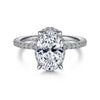 14K White Gold Hidden Halo Oval Diamond Engagement Ring
