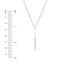 Sterling Silver Half-CZ Vertical Bar Adjustable Necklace