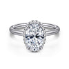 14K White Gold Oval Hidden Halo Diamond Engagement Ring
