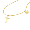 Solitaire Diamond Cross Necklace with Puff Heart Charm