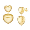 Double Puff Heart Dangle Earrings