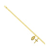 Cross/Mary Dangles on Open Curb Chain Anklet