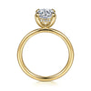 14K Yellow Gold Hidden Halo Round Diamond Engagement Ring