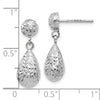 14K White Gold D/C Post Dangle Earrings