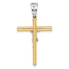 14K Two-tone Polished Crucifix Pendant