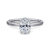 14K White Gold Hidden Halo Oval  Diamond Engagement Ring
